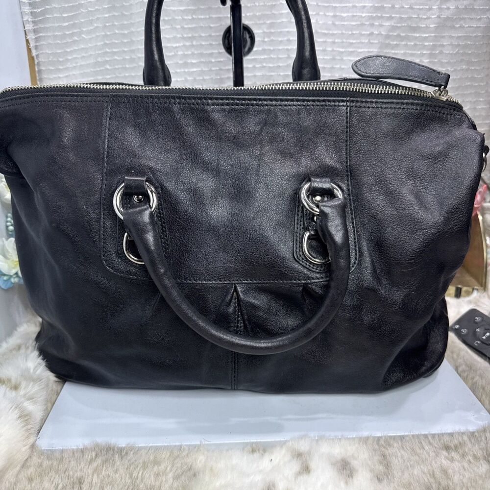 (E4)Coach Ashley Vintage Leather Satchel 2WAY Tote Bag Black Genuine Women’s - Picture 11 of 14